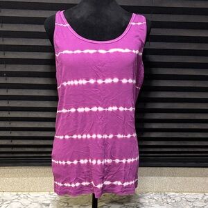 SONOMA Women’s Purple Tie Dye Ribbed Stretch Cotton Blend Tank Top SZ‎ Large
